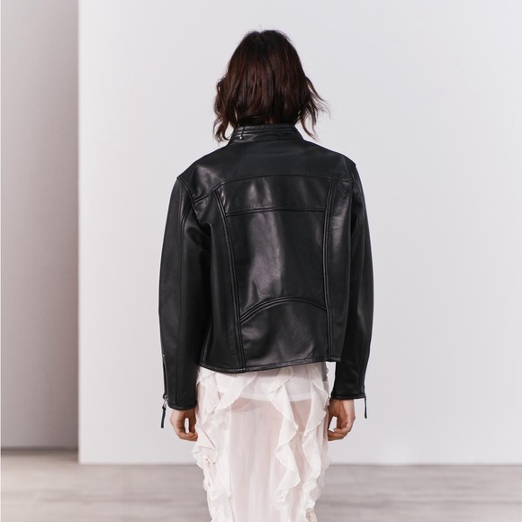 ZARA GENUINE LEATHER JACKET NEW - Picture 7 of 11
